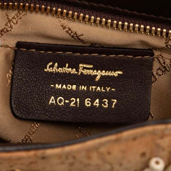 Salvatore Ferragamo Gancini Jeweled Chain Mini Shoulder Bag AQ-21 6437 Brown/... - Picture 5 of 6